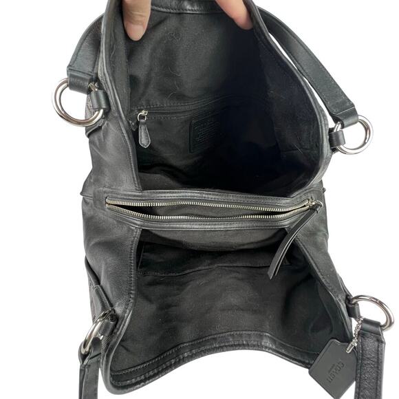 EUC Coach Outline SIGNATURE Carlyle Shoulder Bag BLACK SMOKE Silver Accents - Picture 10 of 12